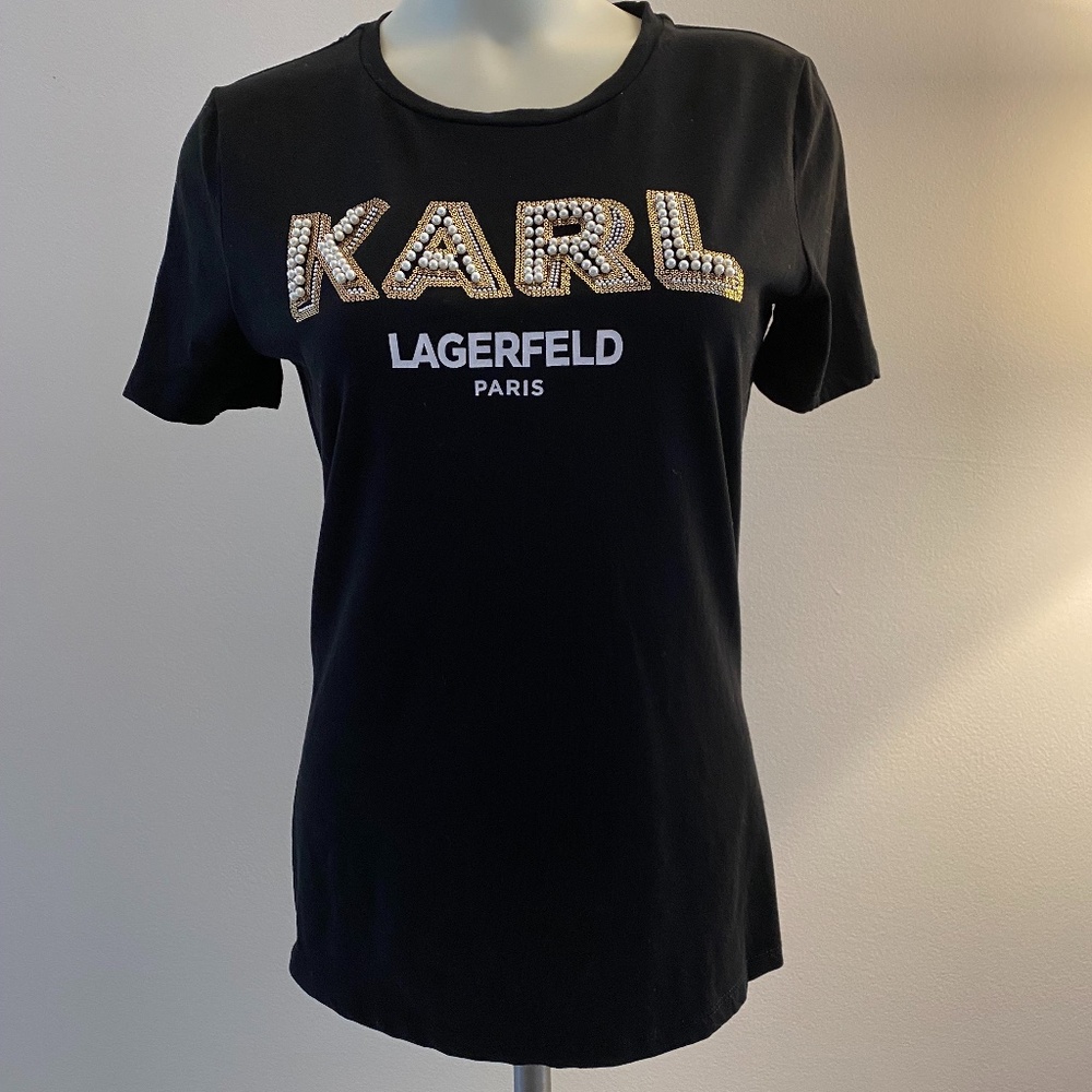Karl Lagerfeld Paris black  Embellished T-shirt